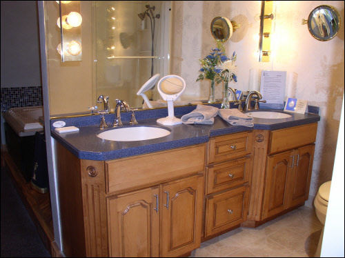 Custom Milwaukee Bathroom Remodeling Cabinet with Corrian Top Installation