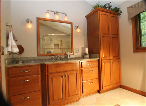 Waukesha Award Winning Bath - Cabinetry, Countertop, Tiled Shower